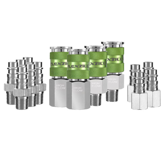 FlexZilla A53458FZ Pro High Flow Coupler and Plug Kit, 14-Piece, 1/4" Body, 1/4" NPT