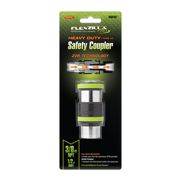 FlexZilla A55618FZ Pro Heavy Duty Safety Coupler, 1/2" Body, 3/8" FNPT