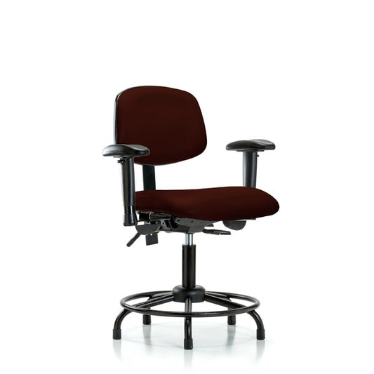 Blue Ridge Ergonomics VDHCH-RT-T1-A1-RG-8569 Rutledge Vinyl Chair - Desk Height with Round Tube Base, Seat Tilt, Adjustable Arms, & Stationary Glides in Burgundy Trailblazer™ Vinyl
