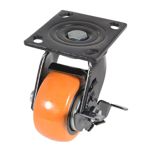 Vestil CST-E6-4X2PUP-SWB Polyurethane Swivel With Brake Caster 4 In. Diameter x 2 In. Width 551 lb Orange/Silver
