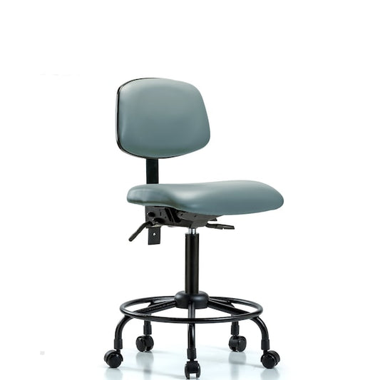 Blue Ridge Ergonomics VMBCH-RT-T1-A0-RC-8822 Rutledge Vinyl Chair - Medium Bench Height with Round Tube Base, Seat Tilt, & Casters in Storm Supernova™ Vinyl