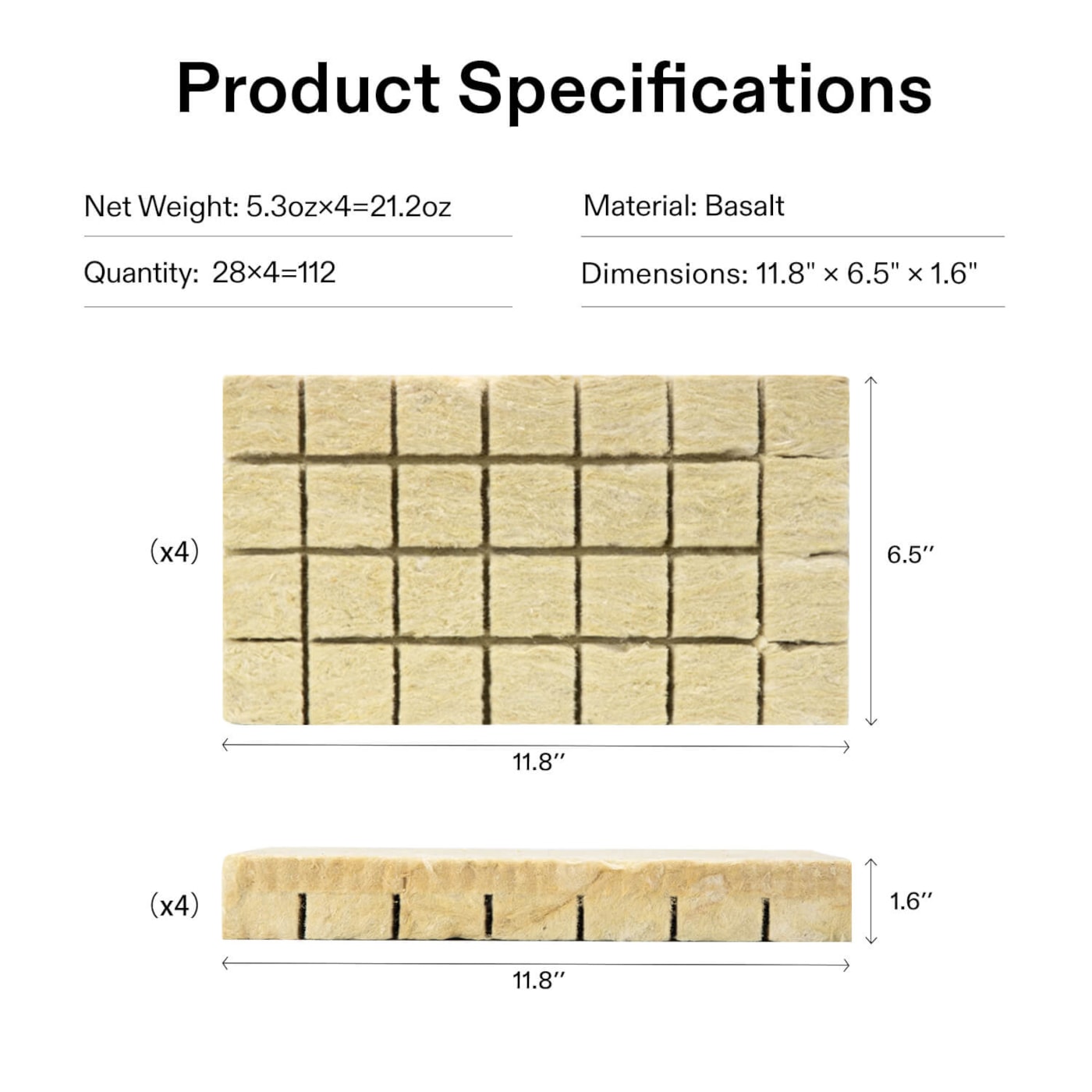 Vivosun 1.6" Rockwool Grow Cubes, 4 Sheets of 112 Plugs