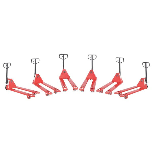 Vestil PM4-2148-LP-6PKG Steel Low Profile Pallet Trucks, 21''x48'' 4,000 Lb. Capacity Red, 6PK