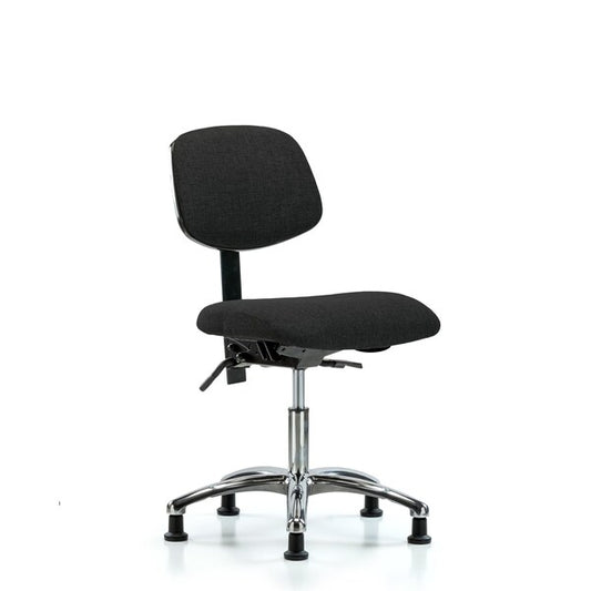 Blue Ridge Ergonomics FDHCH-CR-T0-A0-RG-F42 Rutledge Fabric Chair Chrome - Desk Height with Stationary Glides in Black Fabric