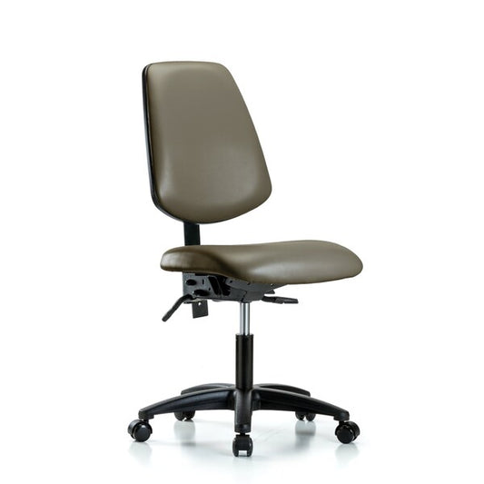Blue Ridge Ergonomics VDHCH-MB-RG-T0-A0-RC-8809 Rutledge Vinyl Chair - Desk Height with Medium Back & Casters in Taupe Supernova™ Vinyl