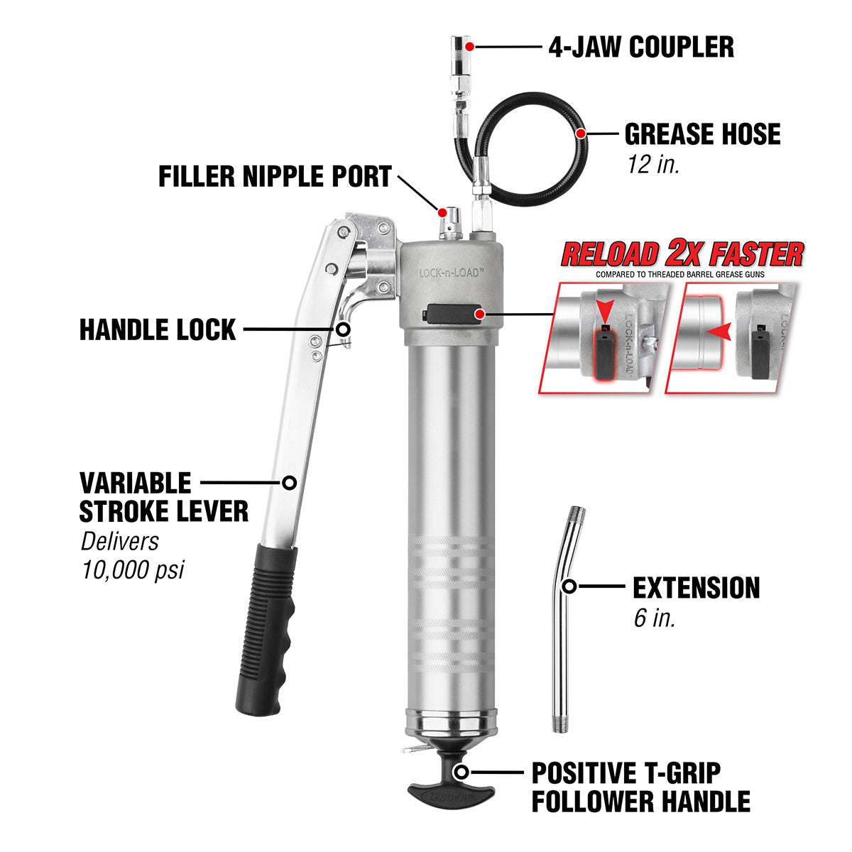 Lock-n-Load L1045L Variable Stroke Lever Action Grease Gun