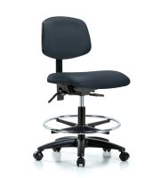 Blue Ridge Ergonomics VMBCH-CR-T0-A0-CF-CC-8567 Rutledge Vinyl Chair Chrome - Medium Bench Height with Chrome Foot Ring & Casters in Dove Trailblazer™ Vinyl
