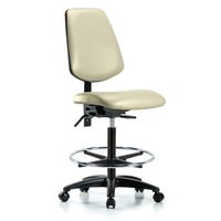 Blue Ridge Ergonomics VMBCH-RG-T1-A0-CF-RC-8801 Rutledge Vinyl Chair - Medium Bench Height with Seat Tilt, Chrome Foot Ring, & Casters in Marine Blue Supernova™ Vinyl