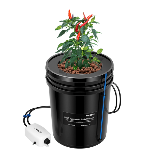Vivosun 5 Gallon DWC Hydroponic System Kit (1 Bucket, Black)