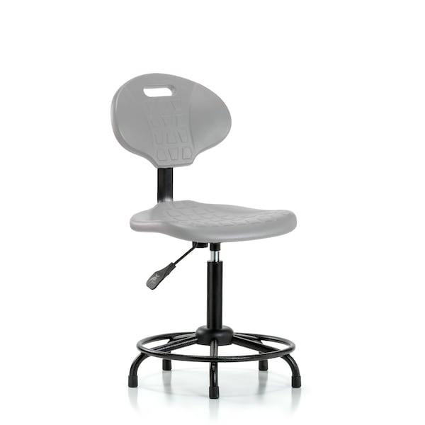 Blue Ridge Ergonomics PMBCH-RT-T0-A0-RG-BLK Polyurethane Chair Round Tube Base - Medium Bench Height with Stationary Glides in Black Polyurethane