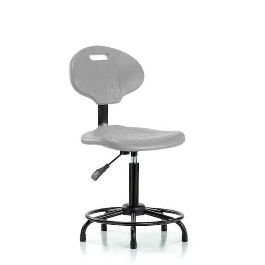 Blue Ridge Ergonomics PMBCH-RT-T0-A0-RG-BLK Polyurethane Chair Round Tube Base - Medium Bench Height with Stationary Glides in Black Polyurethane