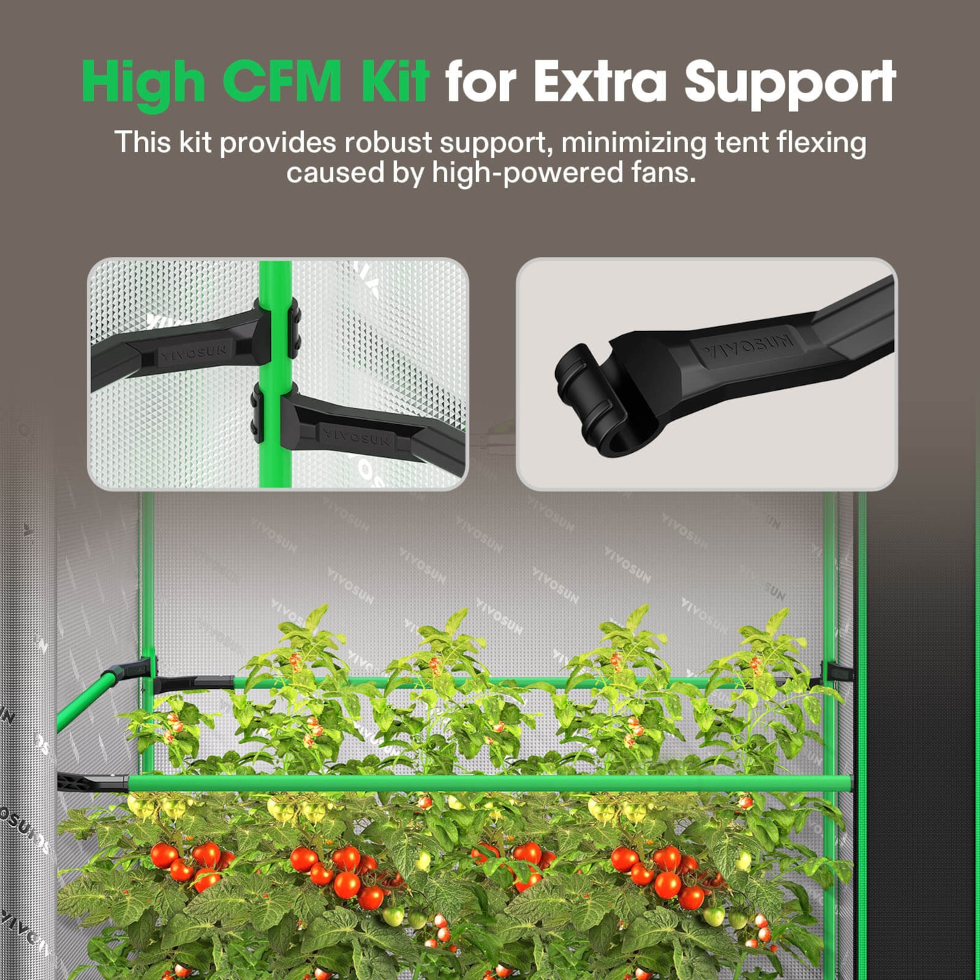 Vivosun Grow Tent Pro 5x5 P558, 6-10 Plants Use, Large Front Window, 60' x 60' x 80', For Indoor Plants Growing