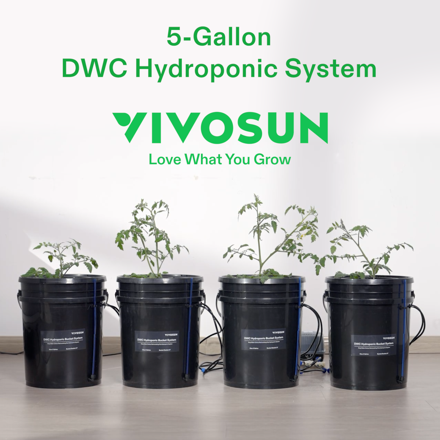 Vivosun 5 Gallon DWC Hydroponic System Kit (1 Bucket, Black)