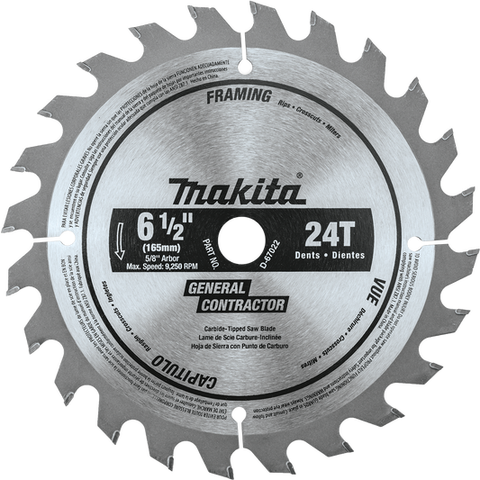 Makita D-67022 6‘1/2" 24T Carbide‘Tipped Circular Saw Blade, General Purpose