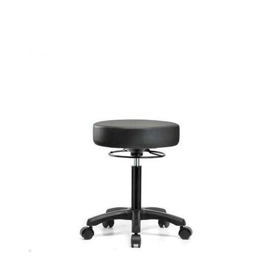 Blue Ridge Ergonomics VMBMS-RG-NF-RC-8823 Vinyl Mini-Stool - Medium Bench Height with Casters in Carbon Supernova™ Vinyl