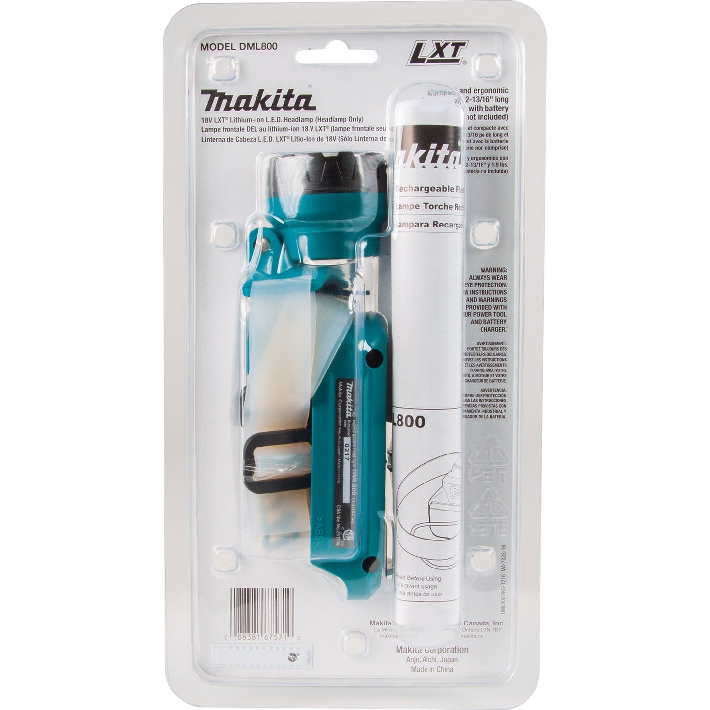 Makita DML800 18V LXT® Lithium‘Ion Cordless L.E.D. Headlamp, Headlamp Only