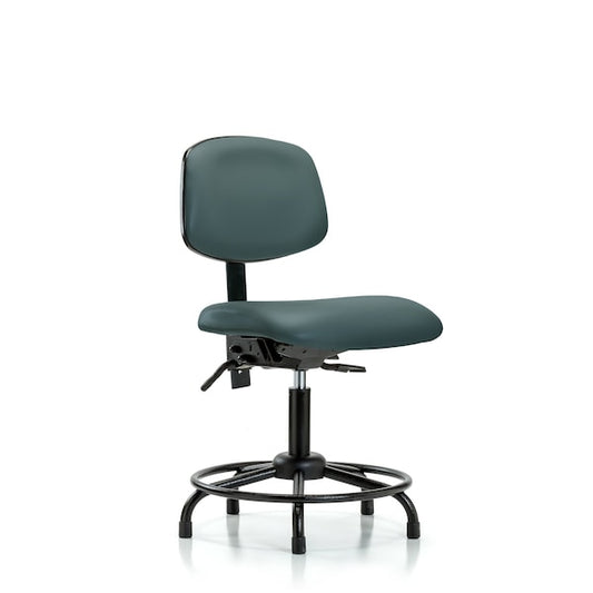Blue Ridge Ergonomics VDHCH-RT-T0-A0-RG-8546 Rutledge Vinyl Chair - Desk Height with Round Tube Base & Stationary Glides in Colonial Blue Trailblazer™ Vinyl
