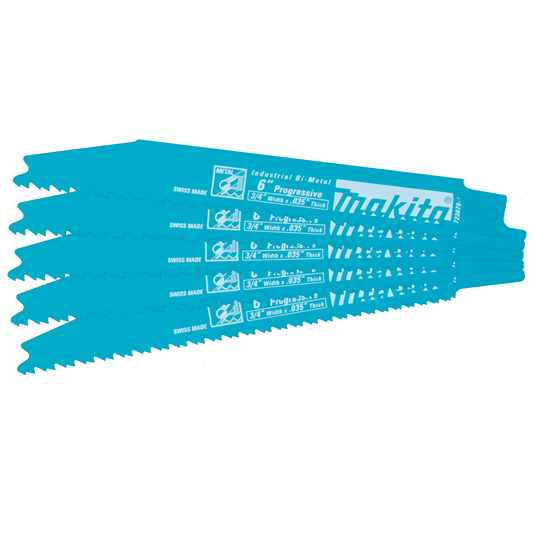 Makita 723079-A-5 6" Metal Cutting Recipro Saw Blade, Progressive, 5/pk