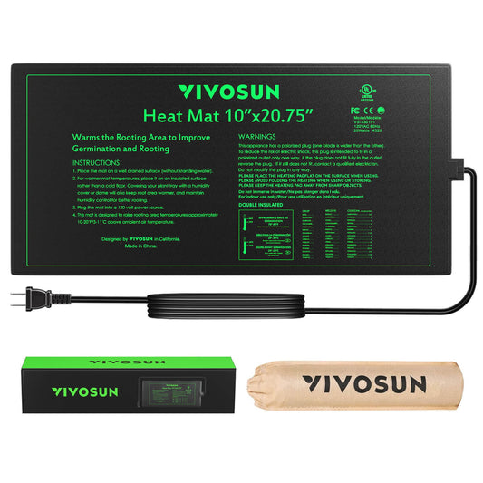 Vivosun Durable Waterproof Seedling Heat Mat Warm Hydroponic Heating Pad 10' x 20.75' MET Standard