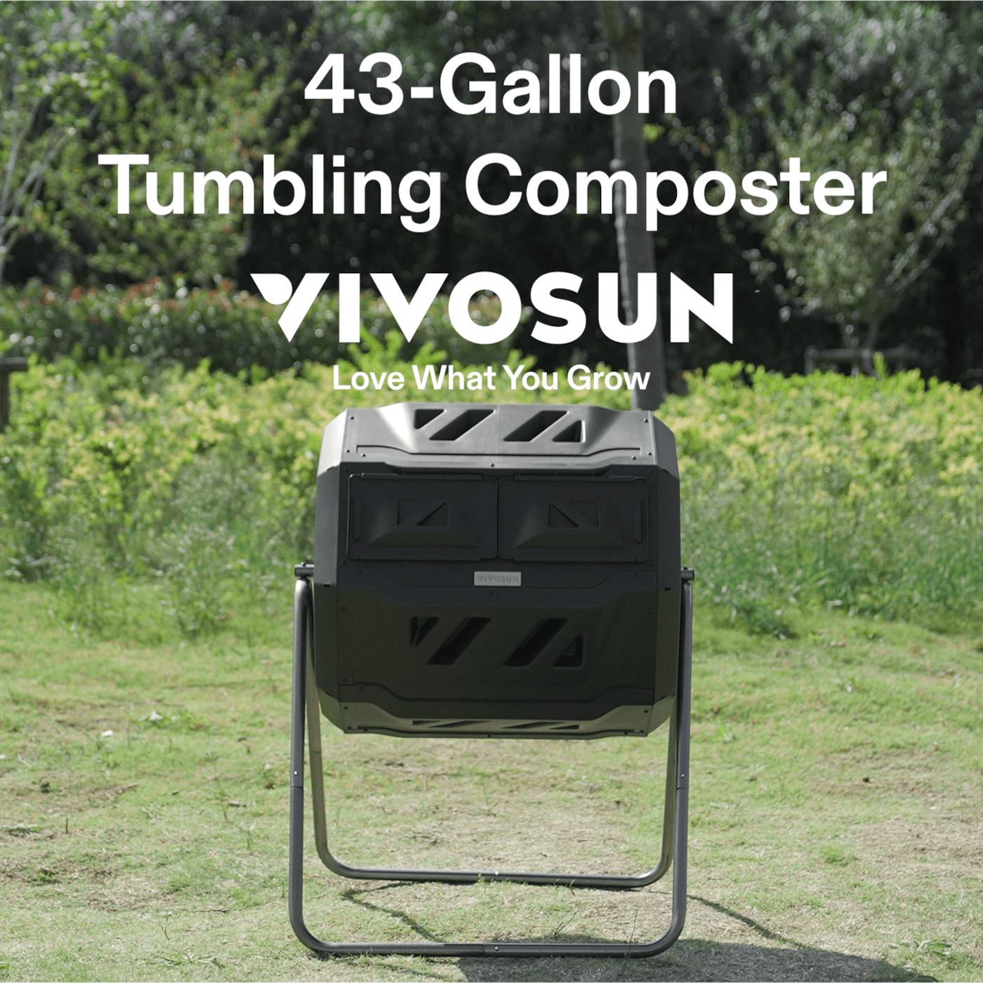 Vivosun Tumbling Composter Dual Rotating Batch Compost Bin 43 Gallon Black
