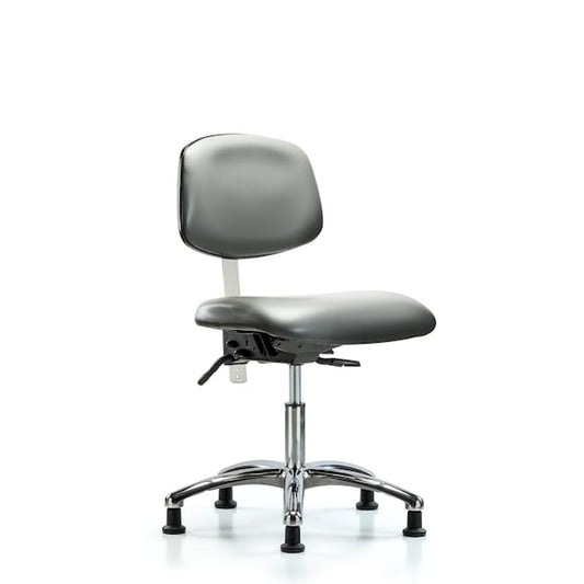 Blue Ridge Ergonomics VDHCH-CR-T1-A0-RG-8840 Rutledge Vinyl Chair Chrome - Desk Height with Seat Tilt & Stationary Glides in Sterling Supernova™ Vinyl