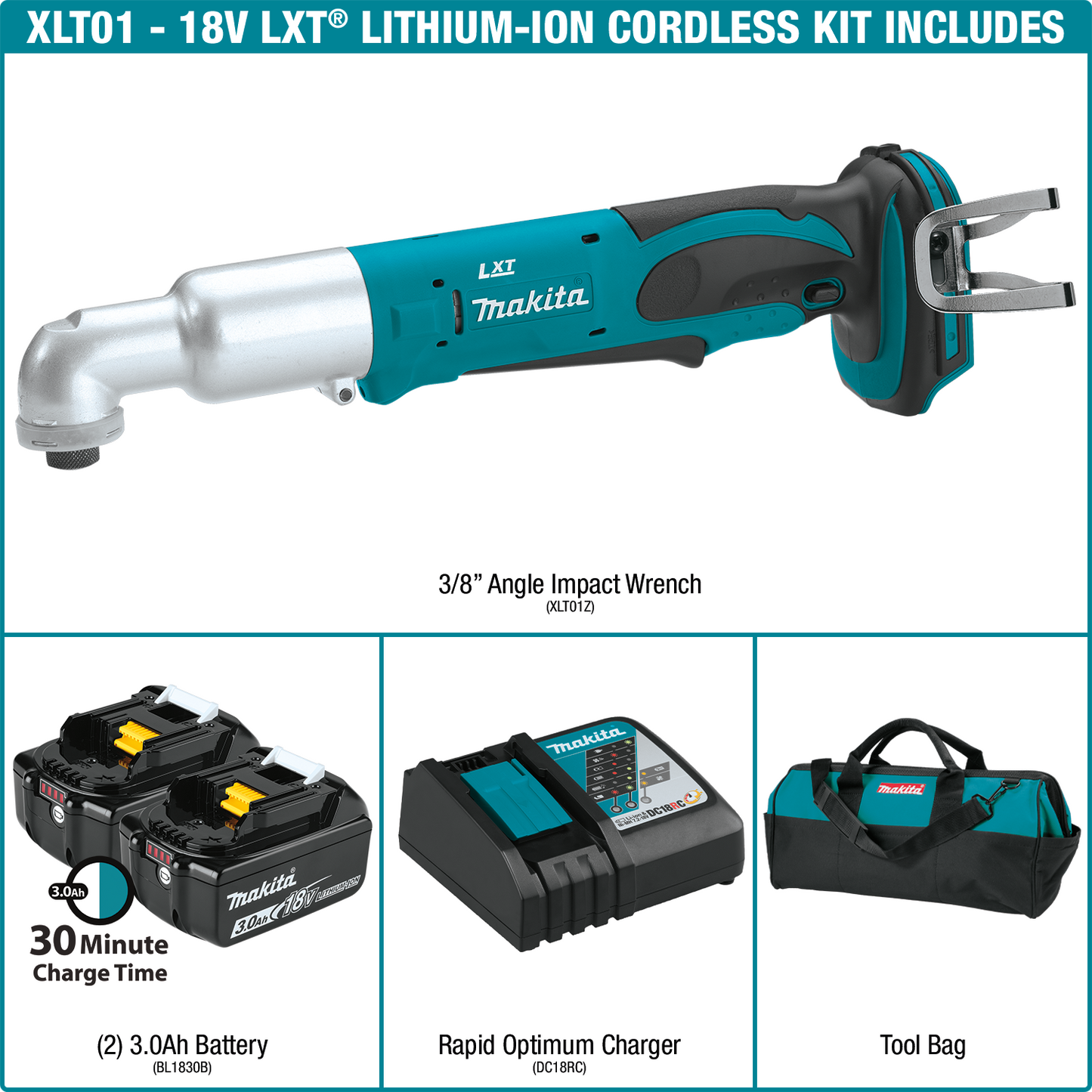 Makita XLT01 18V Lxt® Lithiumion Cordless Angle Impact Driver Kit