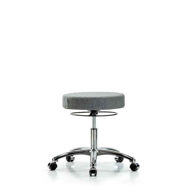 Blue Ridge Ergonomics FDHSO-CR-CC-F44 Rutledge Fabric Stool without Back Chrome - Desk Height with Casters in Gray Fabric