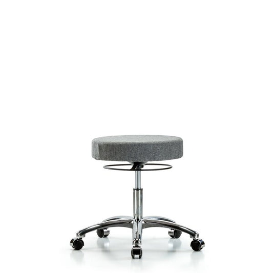 Blue Ridge Ergonomics FDHSO-CR-CC-F44 Rutledge Fabric Stool without Back Chrome - Desk Height with Casters in Gray Fabric