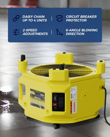 AlorAir 3000CFM High Speed Air Mover with Timer and Circuit Breaker Protection Zeus Extreme