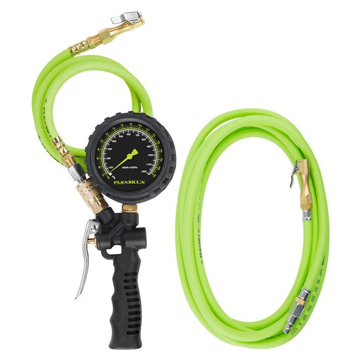 FlexZilla AL2025FZ-2 Inflator Kit with Flexzilla Air Hose 3' and 15' Extensions, Lock-On Chuck