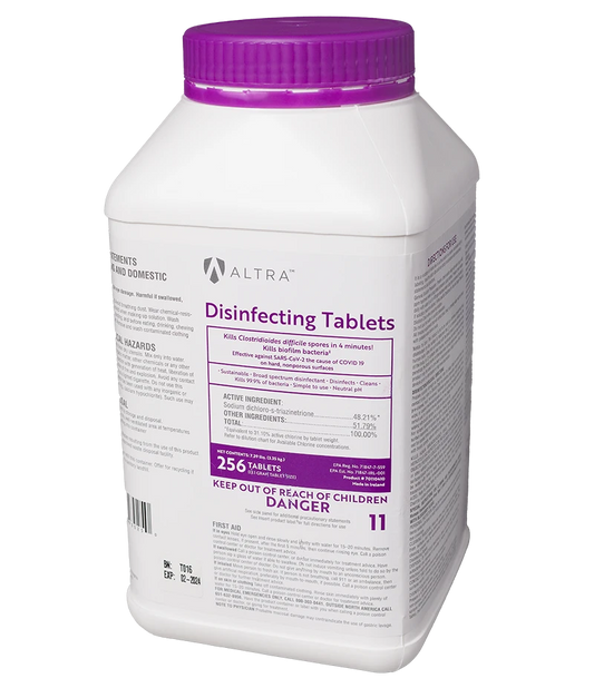 SOS Cleanroom BE70110410-CS Altra Disinfectant Tablets - Multi-Purpose Sporicidal NaDCC Tablets
