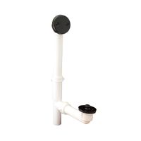 Jones Stephens P3750BL Black Two-Hole Lift and Turn Bath Waste Kit, Tubular Full Kit, White Plastic
