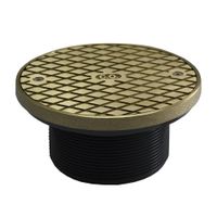 Jones Stephens D59917 4" Heavy Duty PVC Cleanout Spud with 6" Nickel Bronze Round Cover with Ring