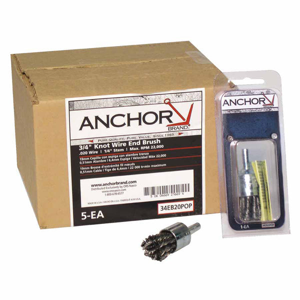 ANCHOR BRAND 34EB20POP Anchor 3/4" Knot End Brush Crse Ebb-40 .020 Pop