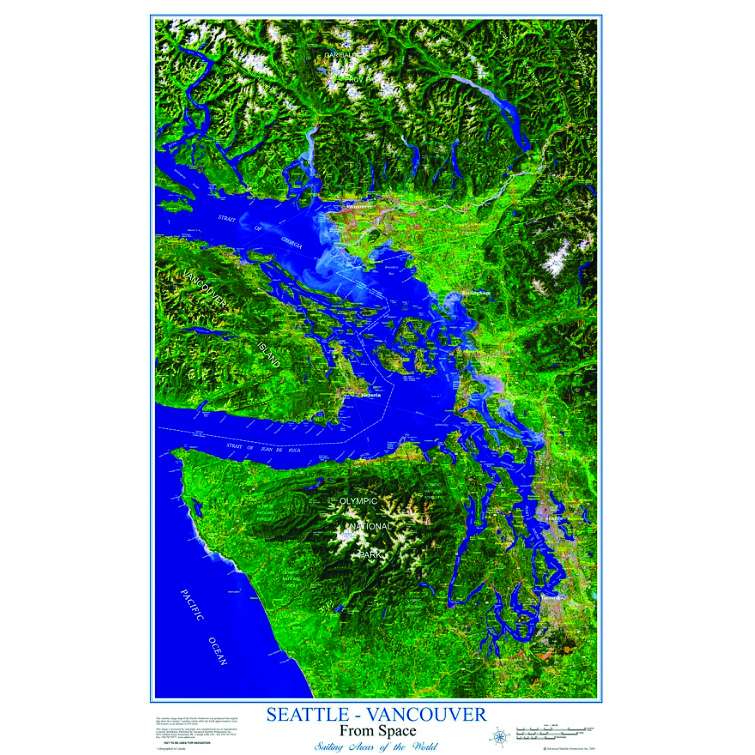 Paradise Clay ASP007 SEATTLE-VANCOUVER from Space ROLLED POSTER