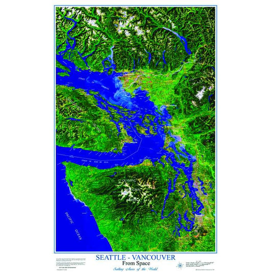 Paradise Clay ASP007 SEATTLE-VANCOUVER from Space ROLLED POSTER