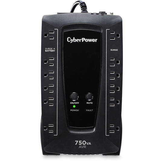 CyberPower AVR Series AVRG750U 750VA 450W Desktop UPS with AVR and USB - 750 VA/450 W - 7 Minute - Desktop - 7 Minute - 12 x NEMA 5-15R - Surge, EMI, RFI