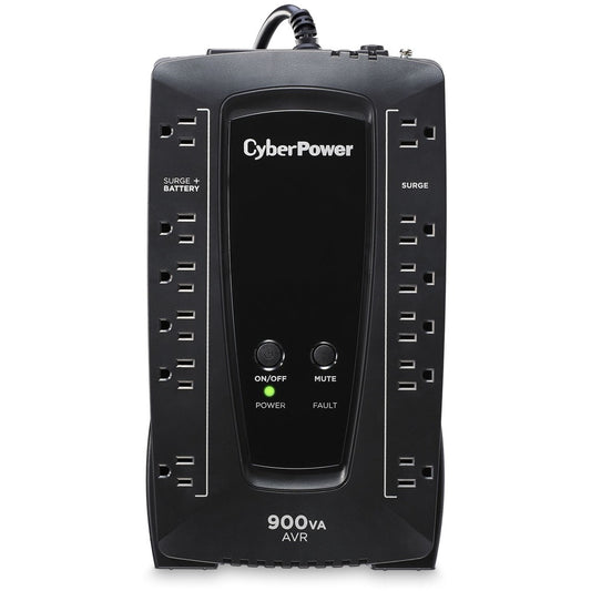 CyberPower AVR Series AVRG900U 900VA 480W Desktop UPS with AVR and USB - 900 VA/480 W - 10 Minute - Desktop - 10 Minute - 12 x NEMA 5-15R - Surge, EMI, RFI