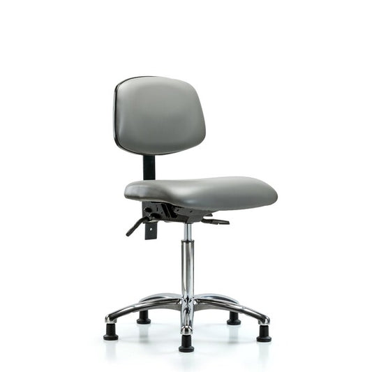 Blue Ridge Ergonomics VMBCH-CR-T1-A0-NF-RG-8840 Rutledge Vinyl Chair Chrome - Medium Bench Height with Seat Tilt & Stationary Glides in Sterling Supernova™ Vinyl