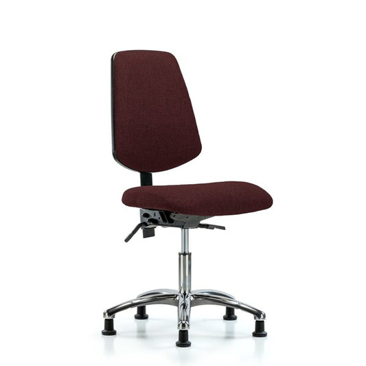 Blue Ridge Ergonomics FDHCH-MB-CR-T0-A0-RG-F41 Rutledge Fabric Chair Chrome - Desk Height with Medium Back & Stationary Glides in Burgundy Fabric