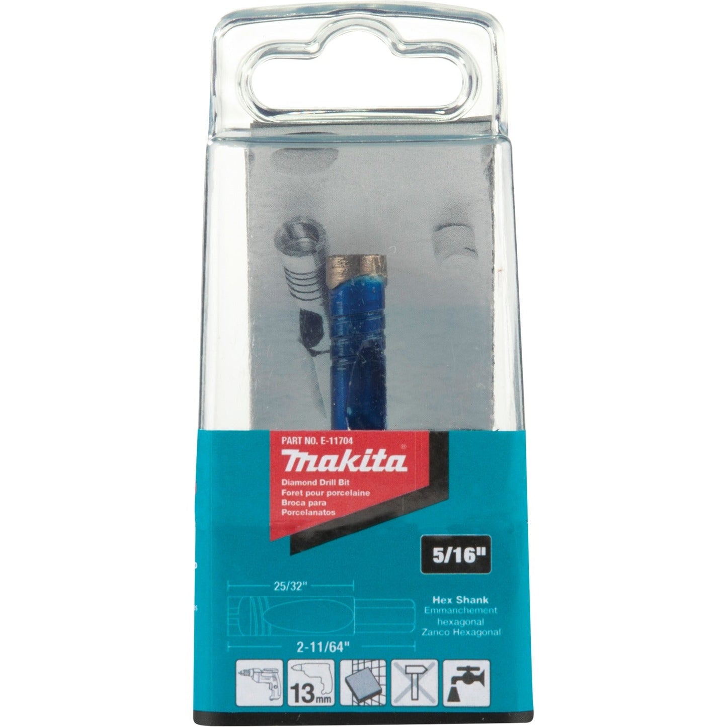 Makita E-11704 5/16" Diamond Drill Bit, Hex Shank