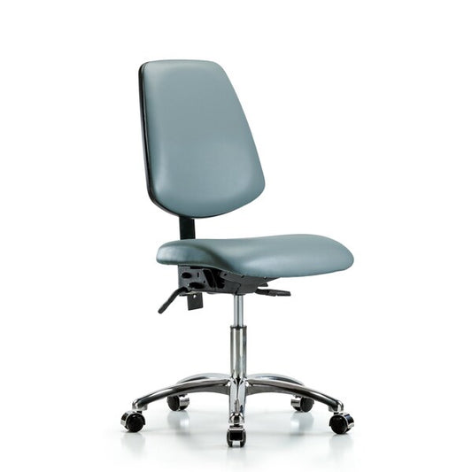 Blue Ridge Ergonomics VDHCH-MB-CR-T1-A0-CC-8822 Rutledge Vinyl Chair Chrome - Desk Height with Medium Back, Seat Tilt, & Casters in Storm Supernova™ Vinyl
