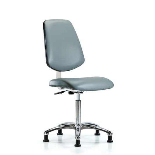 Blue Ridge Ergonomics VMBCH-MB-CR-T0-A0-NF-RG-8822 Rutledge Vinyl Chair Chrome - Medium Bench Height with Medium Back & Stationary Glides in Storm Supernova™ Vinyl