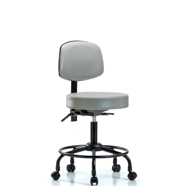 Blue Ridge Ergonomics VDHST-RT-T0-RC-8840 Rutledge Vinyl Stool with Back - Desk Height with Round Tube Base & Casters in Sterling Supernova™ Vinyl