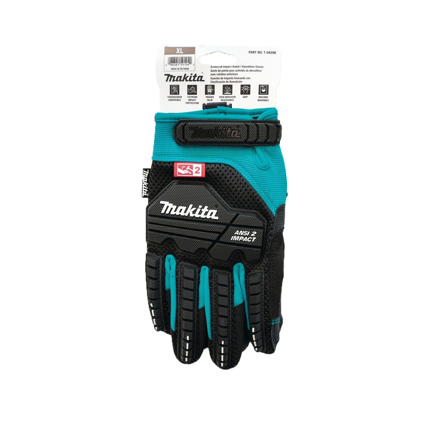 Makita T-04298 Advanced ANSI 2 Impact‘Rated Demolition Gloves (X‘Large)