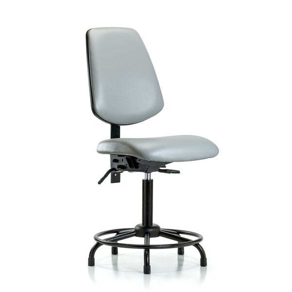 Blue Ridge Ergonomics VMBCH-MB-RT-T1-A0-RG-8567 Rutledge Vinyl Chair - Medium Bench Height with Round Tube Base, Medium Back, Seat Tilt, & Stationary Glides in Dove Trailblazer™ Vinyl