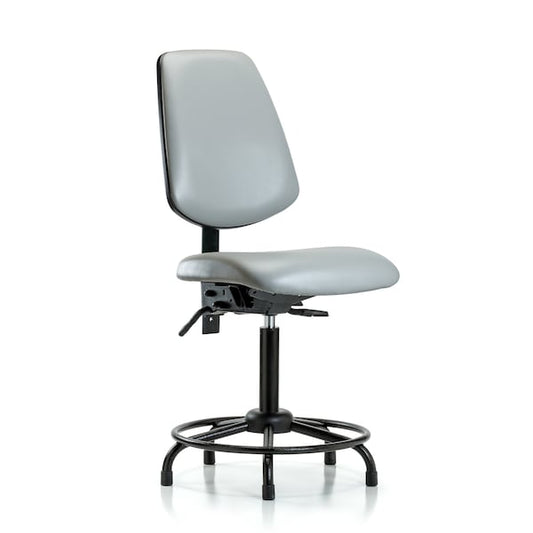 Blue Ridge Ergonomics VMBCH-MB-RT-T1-A0-RC-8567 Rutledge Vinyl Chair - Medium Bench Height with Round Tube Base, Medium Back, Seat Tilt, & Casters in Dove Trailblazer™ Vinyl