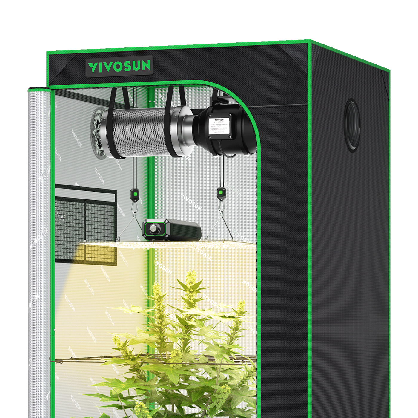 Vivosun Starter Grow Tent Kit, 2.7 × 2.7ft 2-Plant System, WiFi-Controlled Grow System with Full Spectrum LED Grow Light, Automatic Ventilation, GrowHub Outlet A22 with Temperature and Humidity Sensor