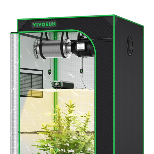 Vivosun Starter Grow Tent Kit, 2.7 × 2.7ft 2-Plant System, WiFi-Controlled Grow System with Full Spectrum LED Grow Light, Automatic Ventilation, GrowHub Outlet A22 with Temperature and Humidity Sensor