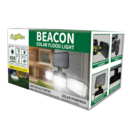 GoGreen Power GG-BEACON SOLAR OUTDOOR SPOTLIGHT,600 Lumens, 3 MODES